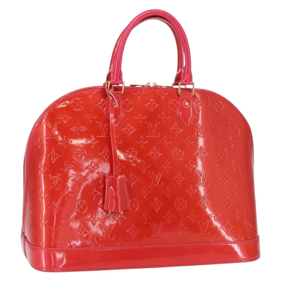 Louis Vuitton M93625 Alma GM Vernis patent leather handbag Rose Pop: Louis Vuitton M93625 Alma GM Vernis patent leather handbag Rose Pop Louis Vuitton Monogram Vernis Alma GM handbag in Rose Pop patent leather. Made in France, this women's handbag includes a dust bag, 