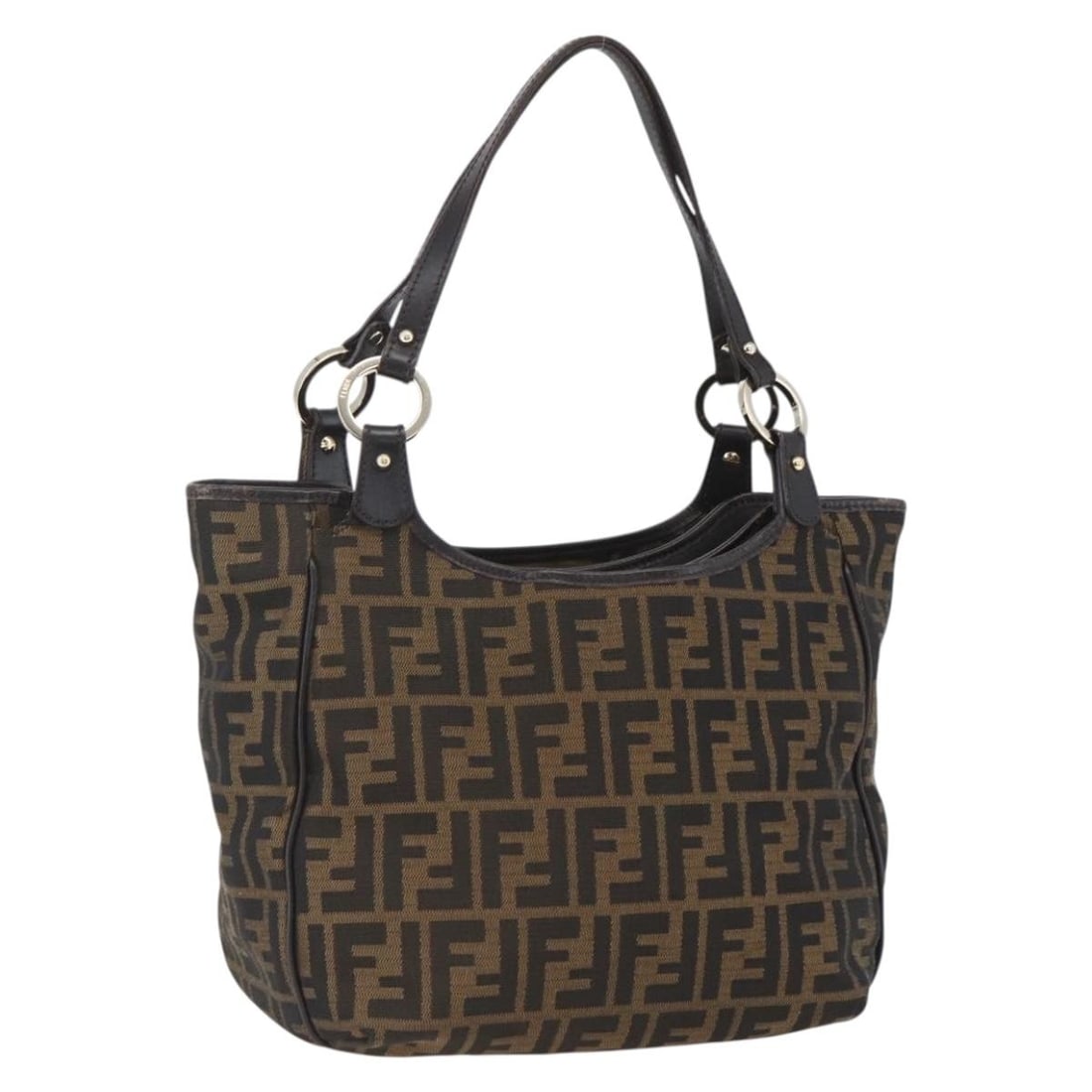 Fendi Zucca Canvas Tote Black Brown Italy: Fendi Zucca Canvas Tote Black Brown Italy Fendi Zucca Canvas Tote Bag in black and brown, made in Italy. This tote bag is crafted from Zucca canvas and features a handle drop of approximately 24 cm (9