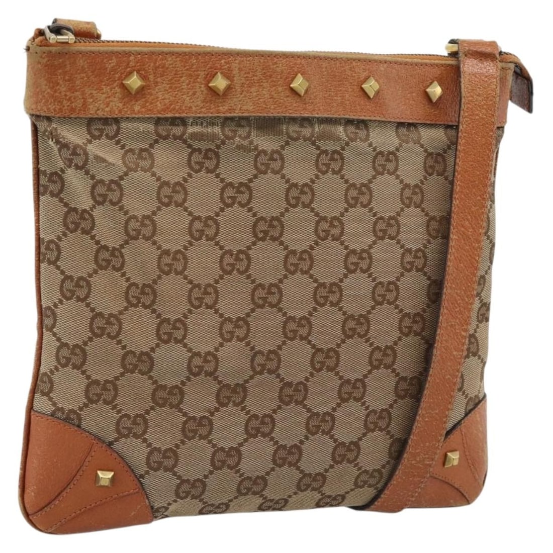 Gucci 120893 GG Canvas Shoulder Bag in Beige Gold: Gucci 120893 GG Canvas Shoulder Bag in Beige Gold Gucci shoulder bag in beige and gold GG canvas. This women's bag is made in Italy and features a compact silhouette with a shoulder strap. The include