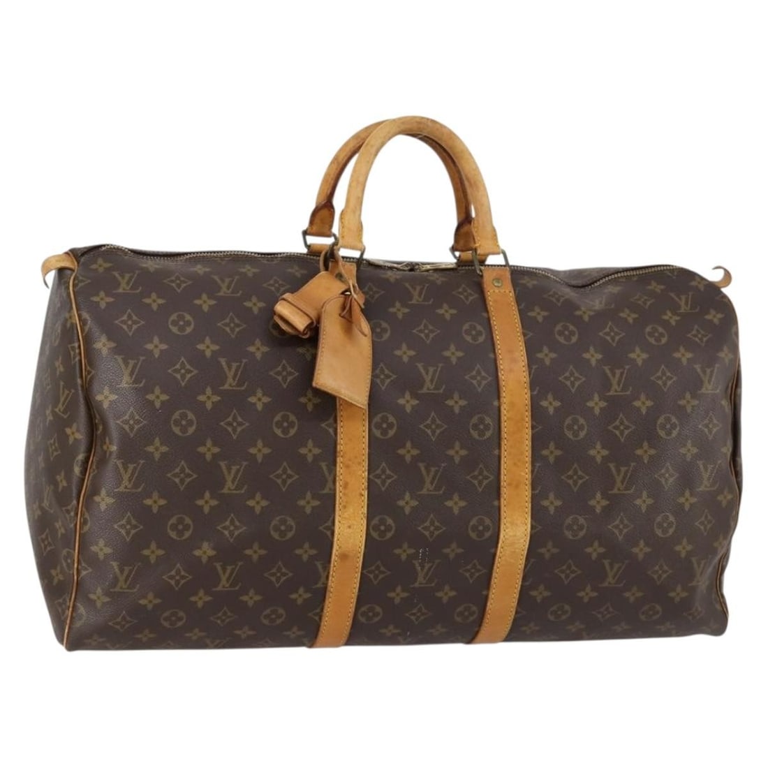 Louis Vuitton M41424 Keepall 55 Monogram Canvas Boston Bag France: Louis Vuitton M41424 Keepall 55 Monogram Canvas Boston Bag France Louis Vuitton Monogram Keepall 55 Boston Bag in Monogram Canvas, made in France. This women's Boston bag measures approximately 55 cm 