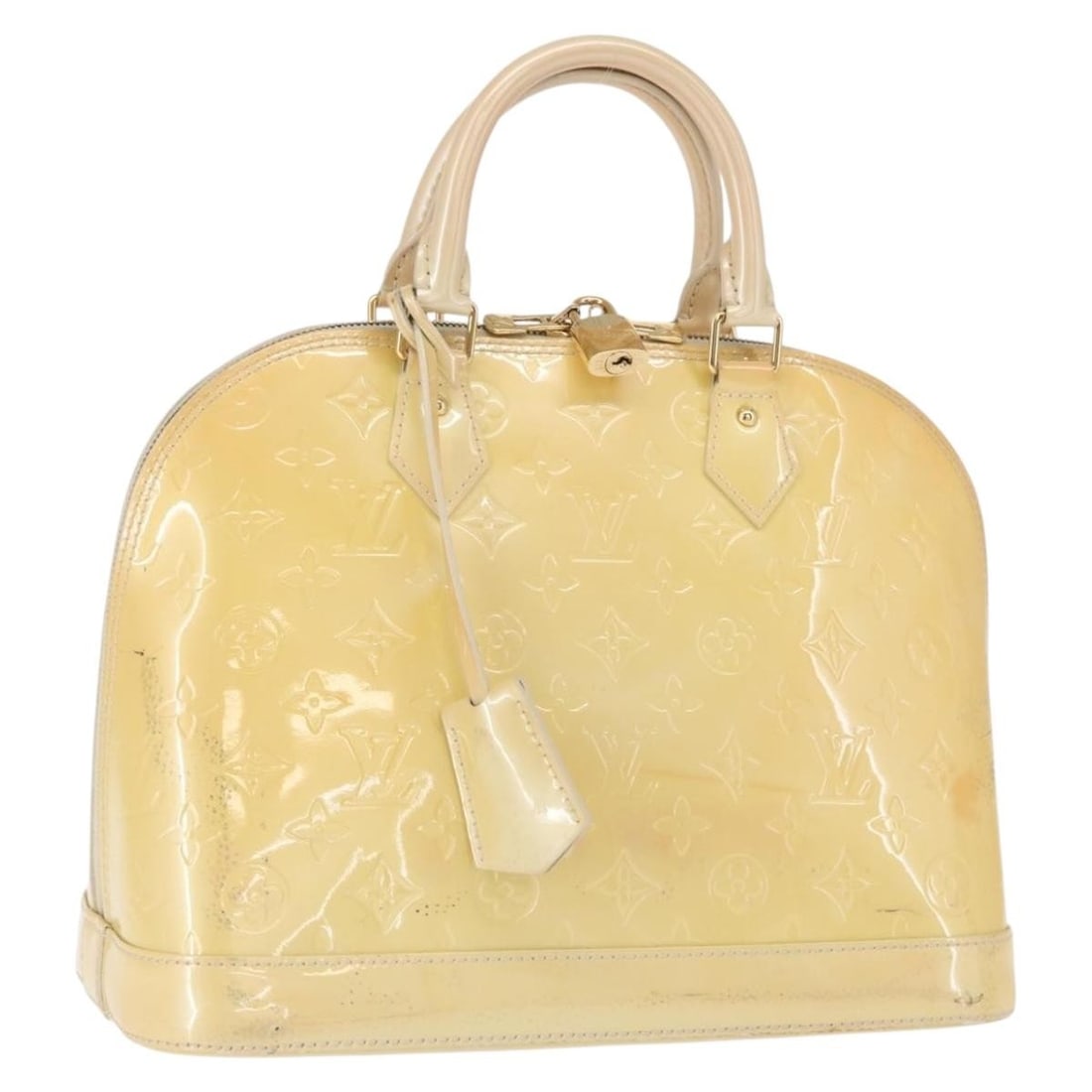 Louis Vuitton Alma PM Monogram Vernis Broncorail Patent Leather Bag M91445: Louis Vuitton Alma PM Monogram Vernis Broncorail Patent Leather Bag M91445 This Louis Vuitton Monogram Vernis Alma PM handbag in Broncorail features a stylish patent leather exterior and includes a pa
