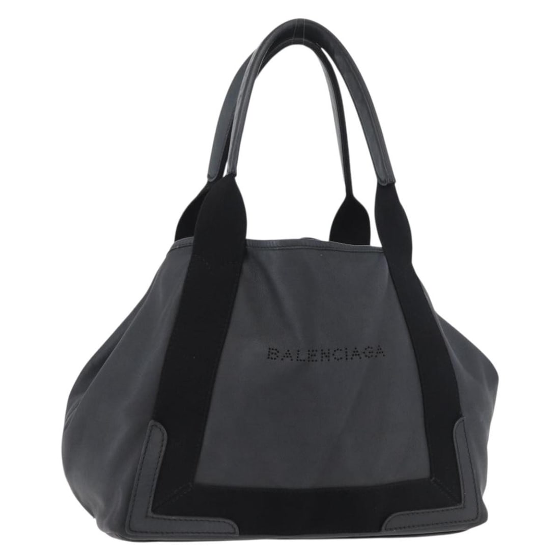 Balenciaga 339933 Navy Kabas S Leather Tote Black Silver: Balenciaga 339933 Navy Kabas S Leather Tote Black Silver Balenciaga Navy Kabas S tote bag in black/silver leather, made in Italy. This item is identified as style no. 339933 and includes the original 