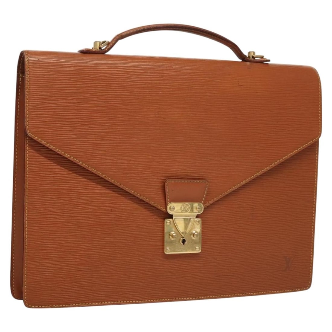 Louis Vuitton Epi Leather Zipangu Gold Briefcase M54468 France: Louis Vuitton Epi Leather Zipangu Gold Briefcase M54468 France This Louis Vuitton Epi Porte Documents Bandouliere briefcase in Zipangu Gold features a structured silhouette crafted from durable Epi le