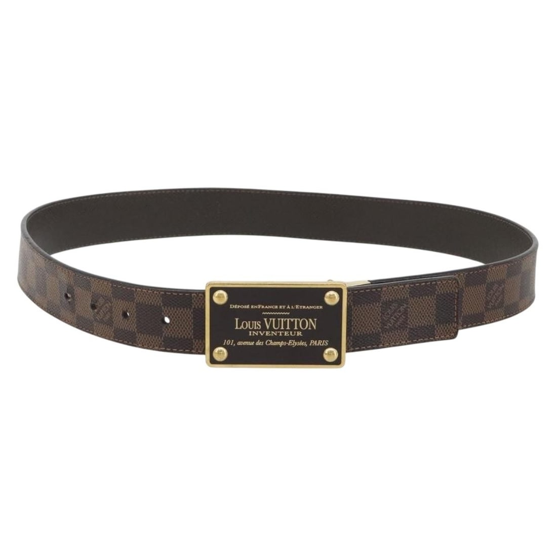 Louis Vuitton M9677 Anne Van Tours Damier Ebene Canvas Belt: Louis Vuitton M9677 Anne Van Tours Damier Ebene Canvas Belt Louis Vuitton Damier Ebene Ceinture Anne Van Tours belt in Damier Ebene canvas. The belt measures approximately 3.5 cm wide and 78 to 88 cm 