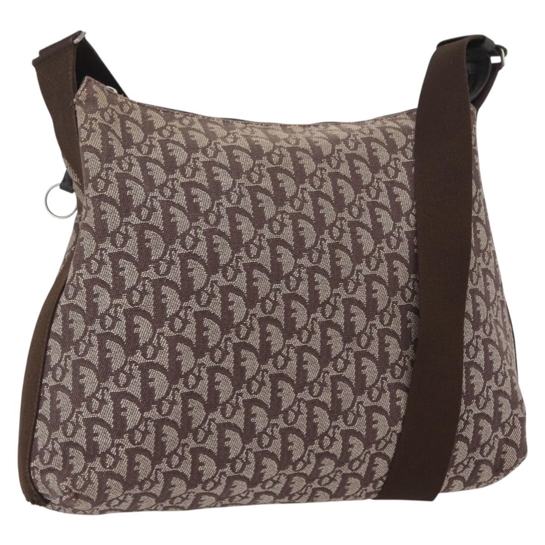 Christian Dior Brown Silver Trotter Canvas Shoulder Bag: Christian Dior Brown Silver Trotter Canvas Shoulder Bag Christian Dior shoulder bag in brown and silver Trotter canvas, made in Italy. This women's bag features an adjustable shoulder strap and a pre-