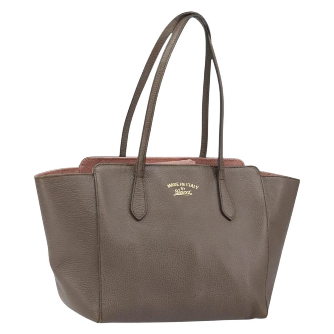 GUCCI Gray Gold Leather Tote 354408 Women Italy: GUCCI Gray Gold Leather Tote 354408 Women Italy This GUCCI tote bag features a stylish gray and gold leather exterior and is crafted in Italy. The bag is designed for women and offers a spacious inter
