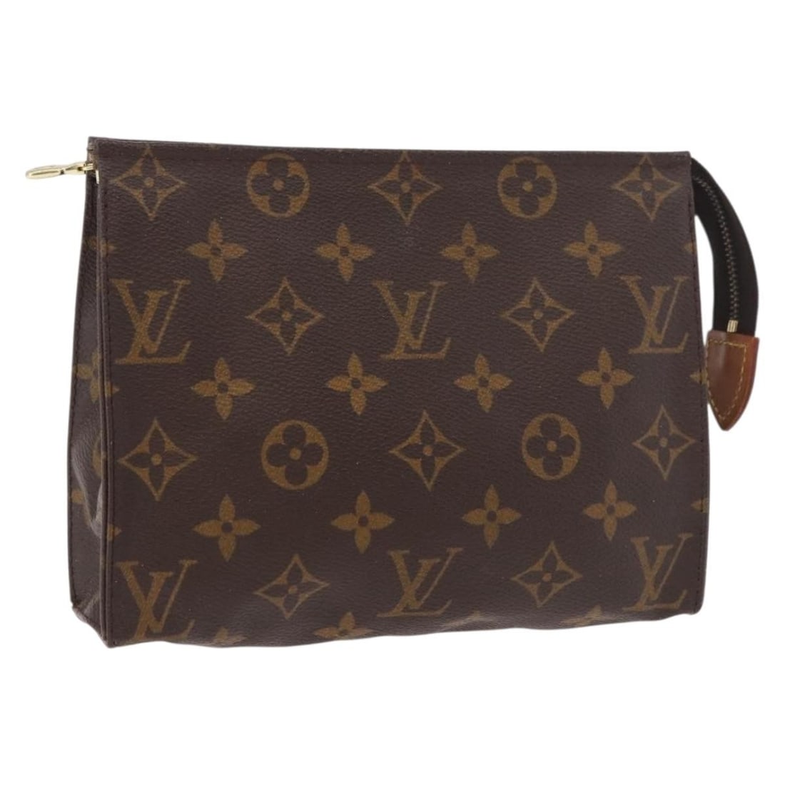 Louis Vuitton M47544 Monogram Canvas Toilet Pouch 19 France: Louis Vuitton M47544 Monogram Canvas Toilet Pouch 19 France Louis Vuitton Monogram Poche Toilette 19 pouch in Monogram canvas, made in France. This women's pouch shows heavy signs of use, including sh