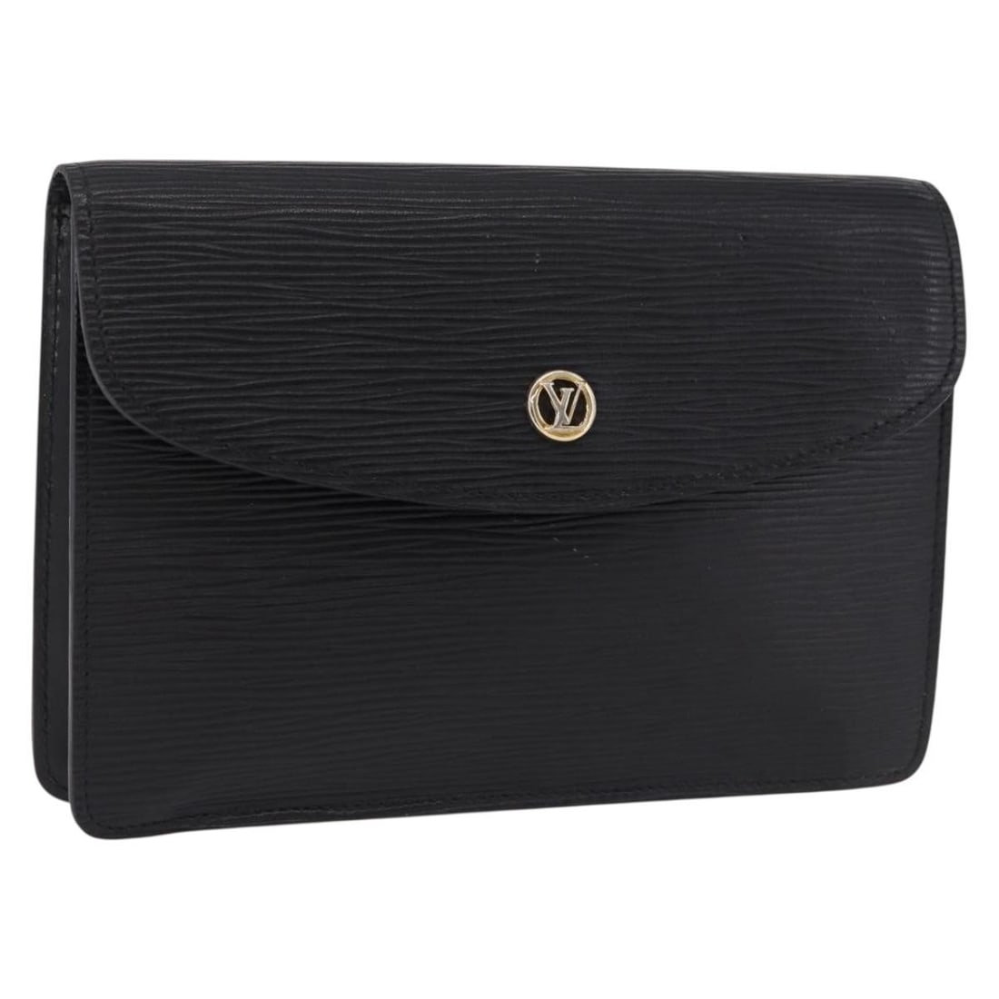 Black Epi Leather Clutch Louis Vuitton Montaigne 23 M52662: Black Epi Leather Clutch Louis Vuitton Montaigne 23 M52662 Louis Vuitton Epi Montaigne 23 clutch bag in black Epi leather, made in France. This item is identified as product no. M52662 and is offered 