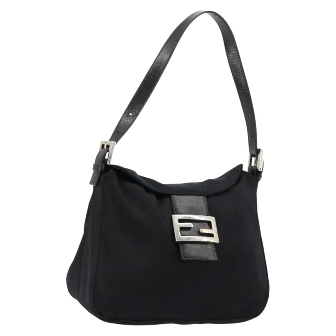 Fendi Mamma Baguette Black Nylon Shoulder Handbag Silver Tone: Fendi Mamma Baguette Black Nylon Shoulder Handbag Silver Tone Authentic FENDI Mamma Baguette shoulder bag in black nylon with silver-tone accents. This women's shoulder bag is made in Italy and includ