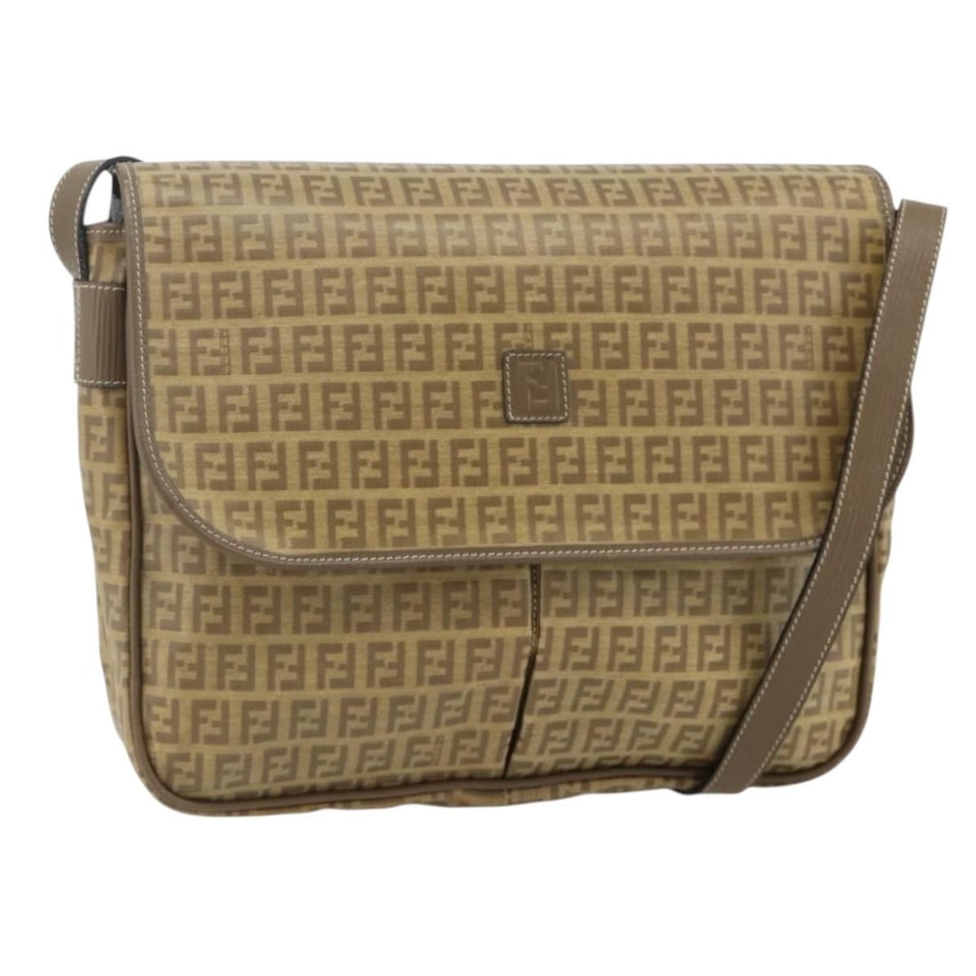 Fendi Zucchino Beige Gold Coated Canvas Shoulder Bag Italy: Fendi Zucchino Beige Gold Coated Canvas Shoulder Bag Italy This FENDI Zucchino shoulder bag is crafted from coated canvas in a beige and gold colorway. Designed for women, it features the iconic Zucch
