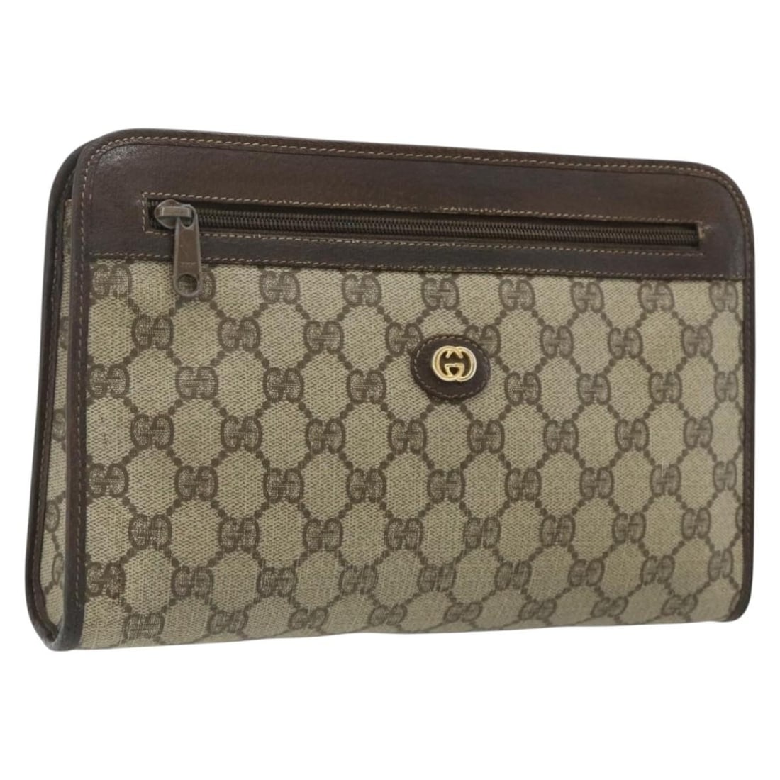 Gucci GG Supreme Beige Gold PVC Leather Clutch 97 01 037 Italy: Gucci GG Supreme Beige Gold PVC Leather Clutch 97 01 037 Italy This Gucci GG Supreme clutch bag features a beige and gold color scheme and is crafted from PVC leather and GG canvas. Designed for women