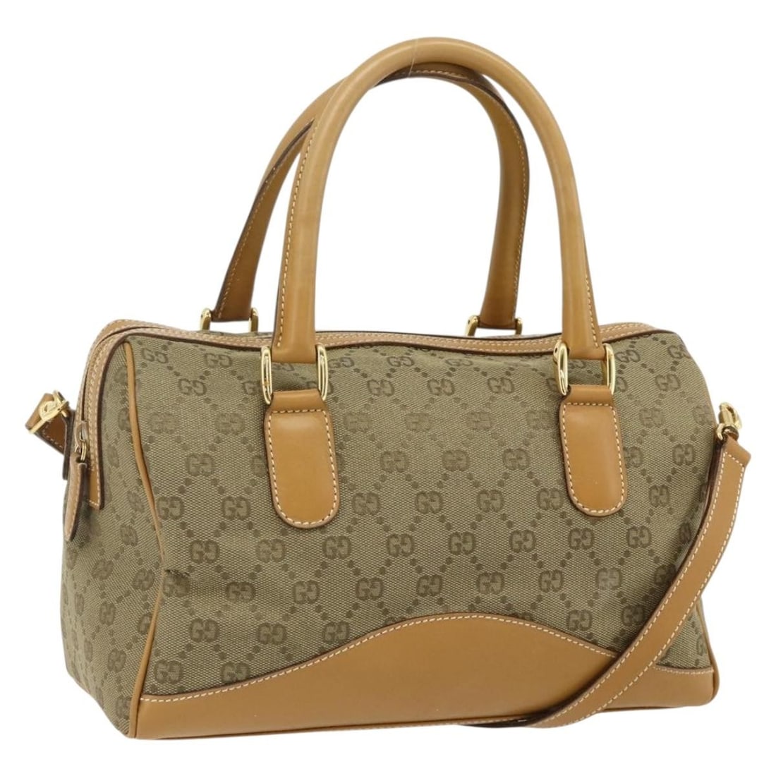 Gucci GG Canvas Beige Gold 2way Handbag Shoulder Strap: Gucci GG Canvas Beige Gold 2way Handbag Shoulder Strap This is a Gucci GG Canvas 2-way hand bag in beige and gold, crafted in Italy. The bag features a GG canvas exterior with gold accents, and can be
