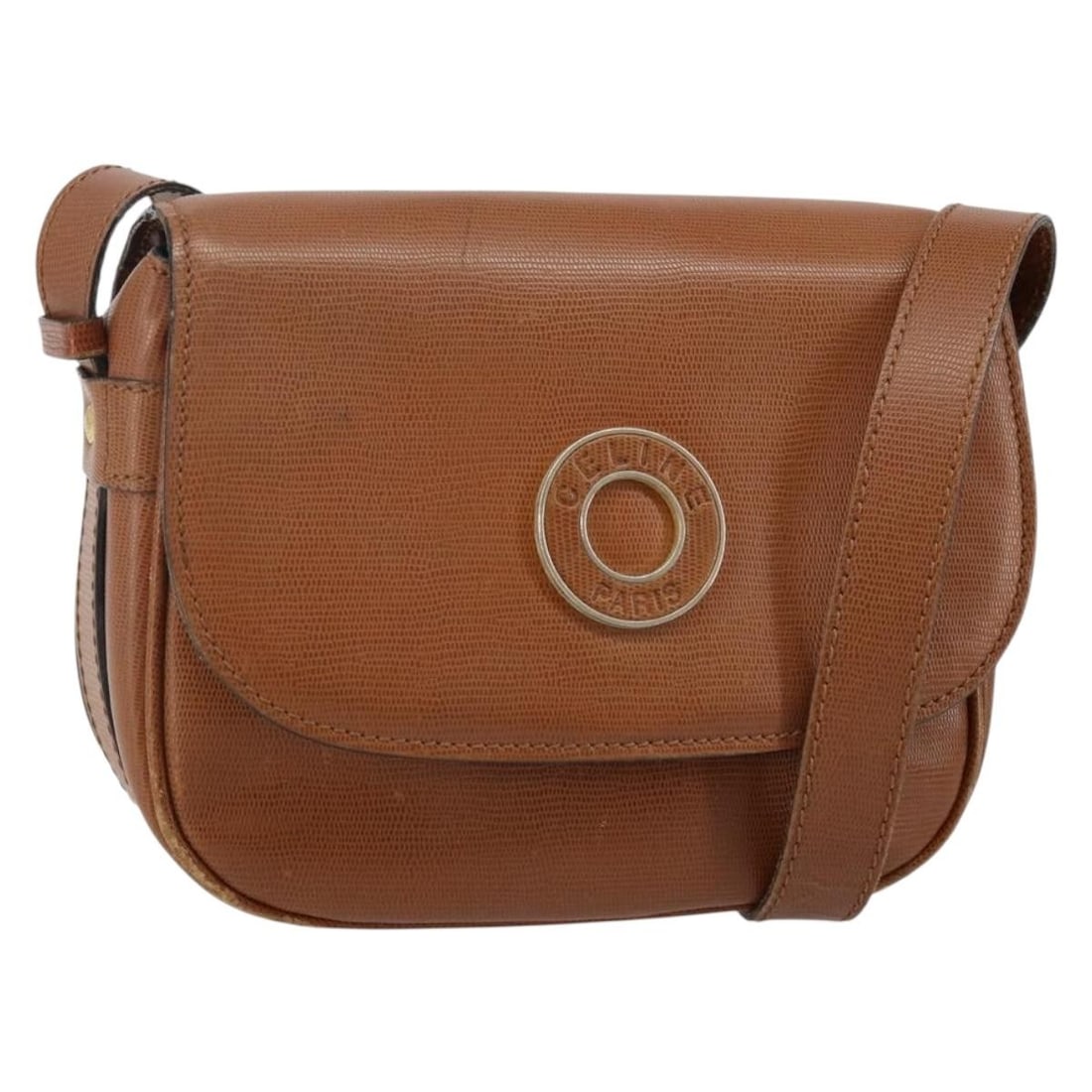 Authentic CELINE Brown Leather Shoulder Bag with Gold Accents: Authentic CELINE Brown Leather Shoulder Bag with Gold Accents This authentic CELINE shoulder bag is crafted from high-quality leather in a sophisticated brown and gold color combination. Designed for 