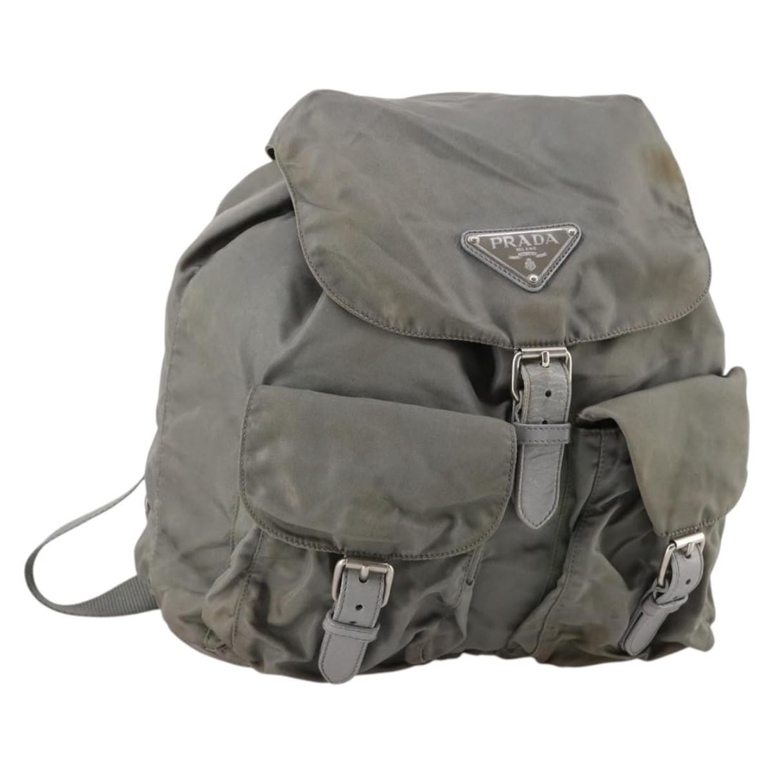 Prada Nylon Green Silver Women Backpack Italy: Prada Nylon Green Silver Women Backpack Italy This PRADA backpack features a green and silver nylon exterior and is designed for women. Made in Italy, it offers a spacious interior and practical dimen