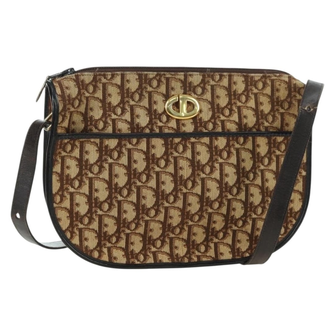 Brown Canvas Shoulder Bag Christian Dior Trotter France: Brown Canvas Shoulder Bag Christian Dior Trotter France A Christian Dior Trotter Canvas shoulder bag in brown, made in France. The bag is crafted from canvas/Trotter Canvas and measures approximately 