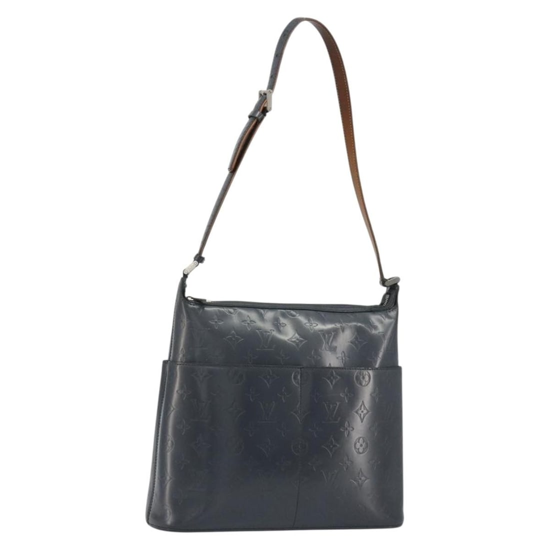 Louis Vuitton M55165 Sutter Blue Monogram Mat Shoulder Bag: Louis Vuitton M55165 Sutter Blue Monogram Mat Shoulder Bag Louis Vuitton Monogram Mat Sutter shoulder bag in blue Monogram Mat canvas. This women's shoulder bag is a heavily used piece with customized