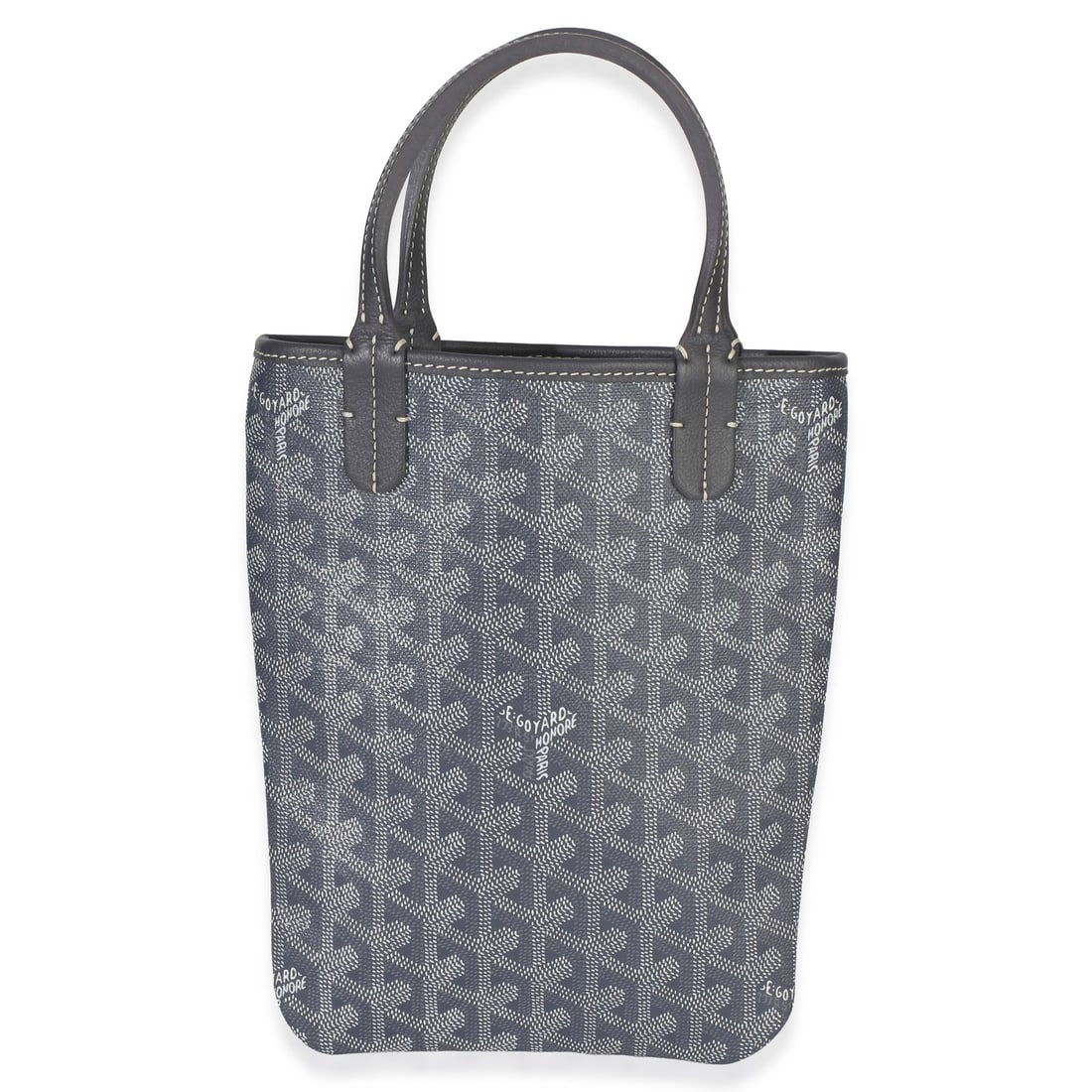 Goyard Poitiers Mini Tote Blue Coated Canvas Top Handle Bag: Goyard Poitiers Mini Tote Blue Coated Canvas Top Handle Bag This Goyard Poitiers Mini Tote features a sleek design crafted from coated canvas with a blue exterior and beige canvas lining. Designed as 