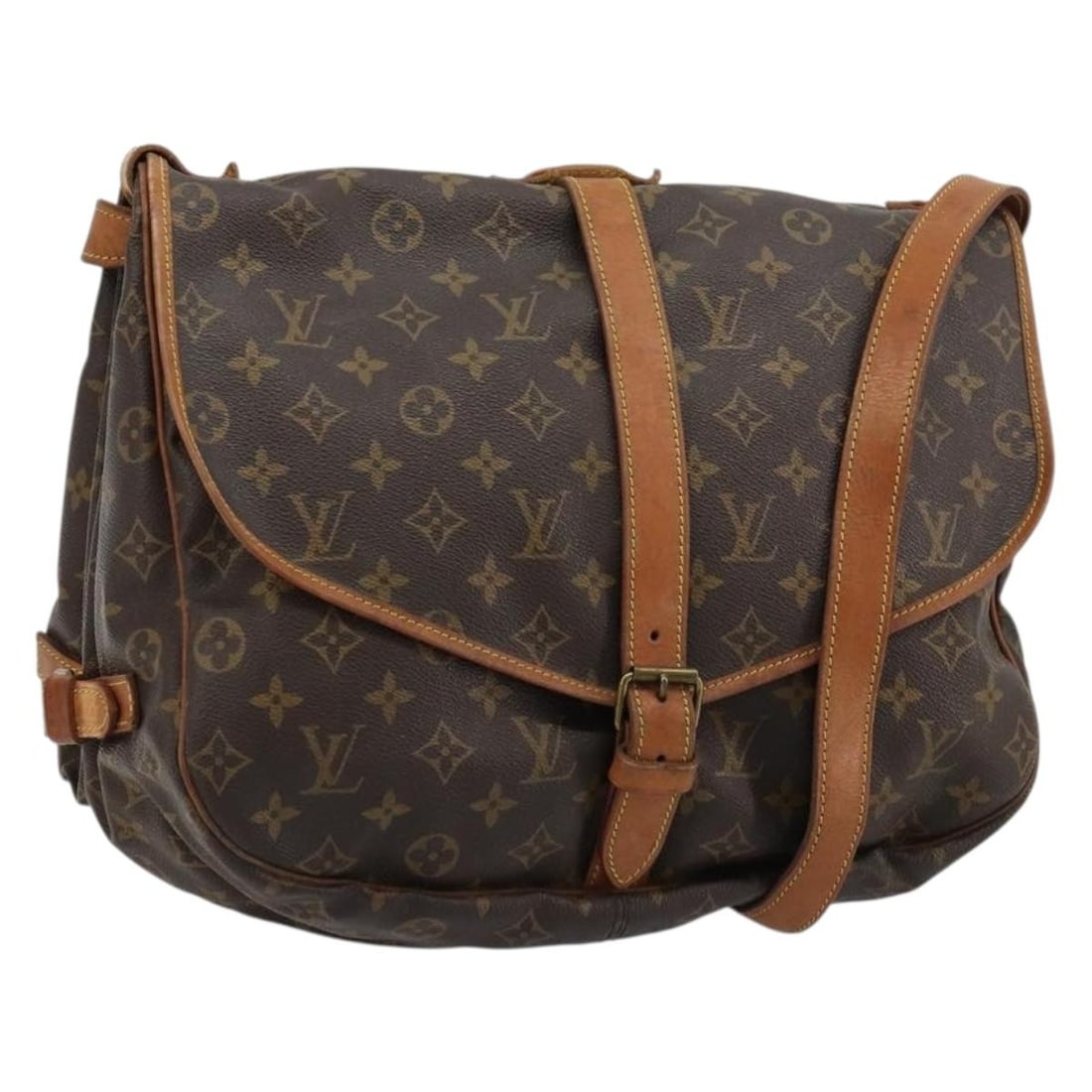 Louis Vuitton M42254 Saumur 35 Monogram Canvas Shoulder Bag: Louis Vuitton M42254 Saumur 35 Monogram Canvas Shoulder Bag Louis Vuitton Saumur 35 shoulder bag in Monogram Canvas with a Monogram colorway. Made in France, this bag features the model number M42254 