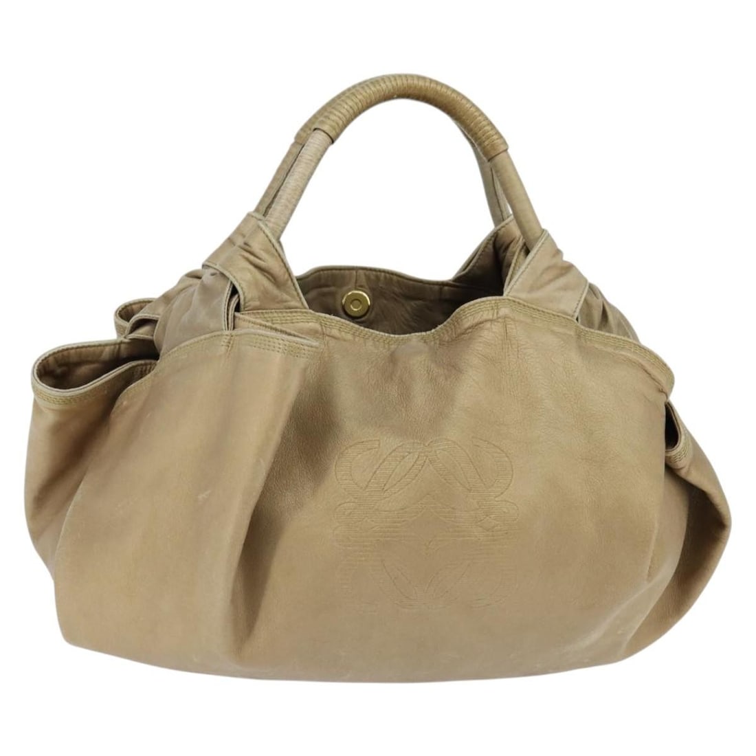 LOEWE Anagram Nappa Aire Leather Handbag Gold Tone: LOEWE Anagram Nappa Aire Leather Handbag Gold Tone LOEWE Anagram Nappa Aire handbag in leather with a gold tone finish. This women's handbag was made in Spain and includes only the bag shown; item box