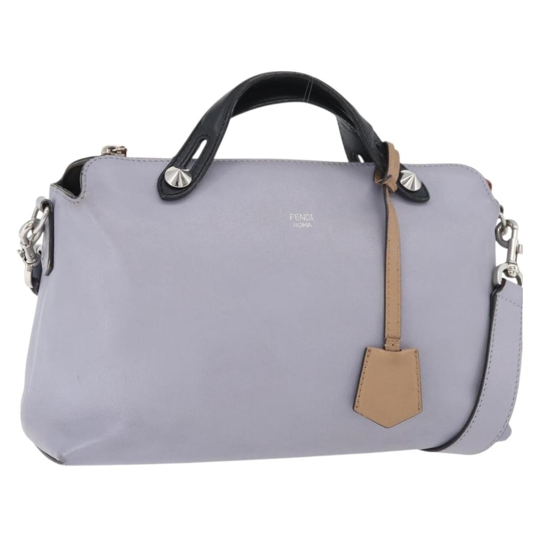 Fendi By The Way Medium Leather 2way Handbag Purple Silver Strap: Fendi By The Way Medium Leather 2way Handbag Purple Silver Strap Fendi By The Way medium 2-way handbag in purple with silver-tone details, crafted from leather. It comes with a shoulder strap and was 