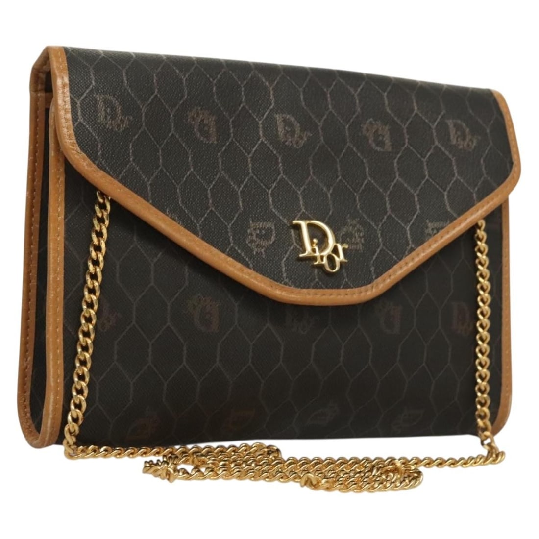 Christian Dior Black Gold PVC Leather Chain Shoulder Bag: Christian Dior Black Gold PVC Leather Chain Shoulder Bag This Christian Dior shoulder bag features the signature honeycomb canvas design combined with black and gold PVC leather. Made in France, the b
