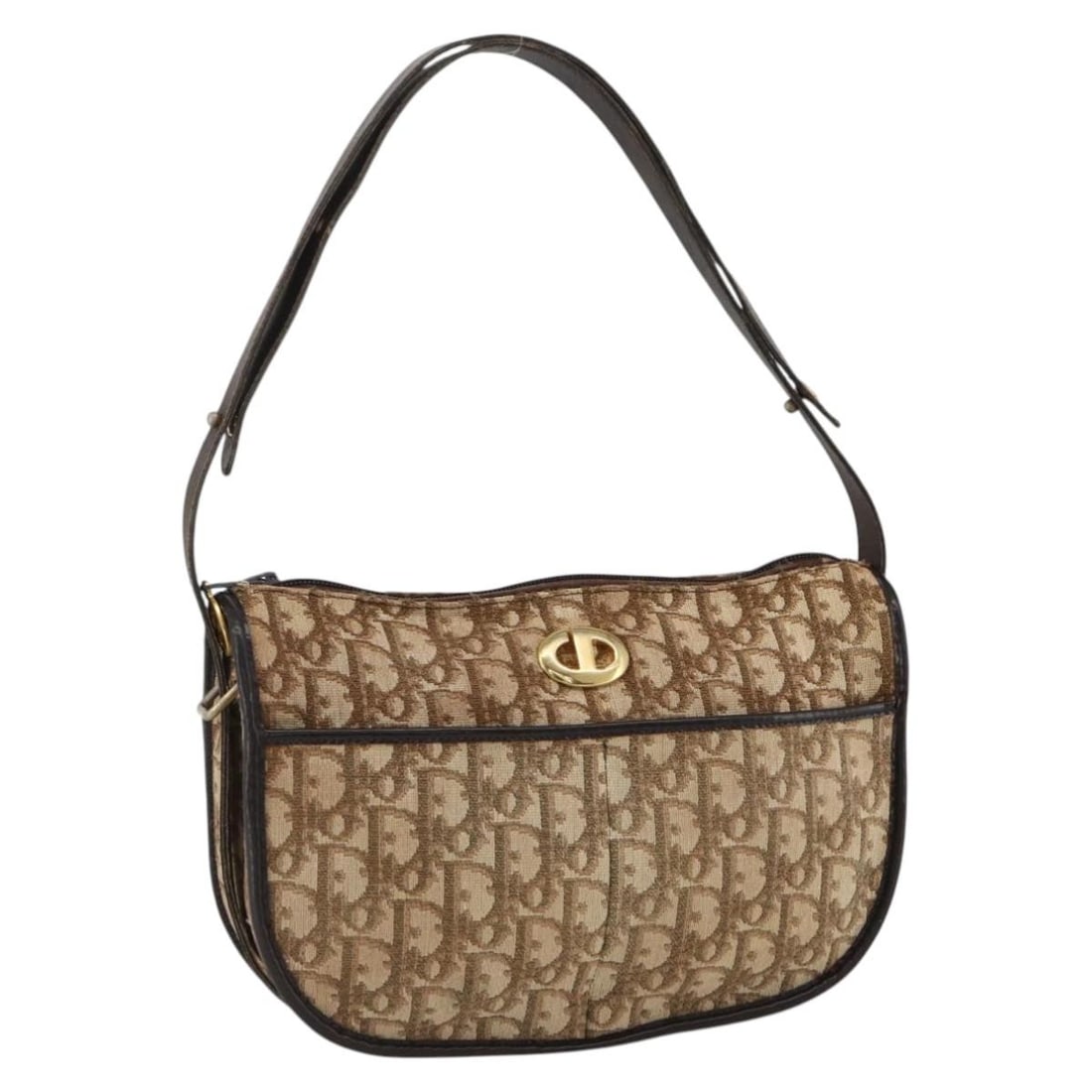 Christian Dior Trotter Canvas Shoulder Bag in Beige Gold: Christian Dior Trotter Canvas Shoulder Bag in Beige Gold Christian Dior shoulder bag in beige and gold Trotter canvas, made in France. This women's bag includes an adjustable shoulder strap and is off