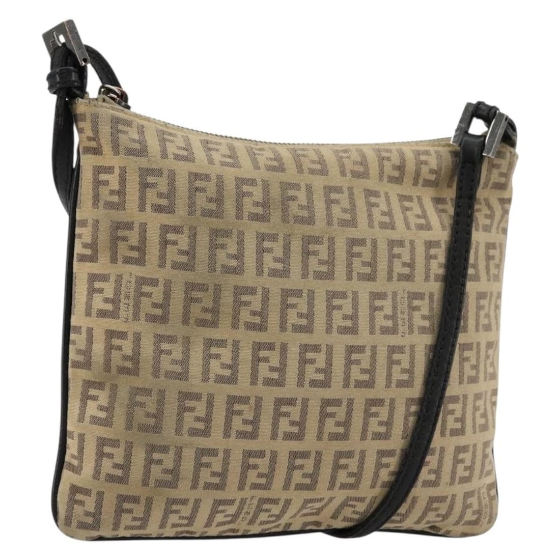 Fendi Zucchino Canvas Beige Silver Shoulder Bag Italy: Fendi Zucchino Canvas Beige Silver Shoulder Bag Italy This FENDI Zucchino Canvas shoulder bag features a beige and silver color scheme and is crafted in Italy. The bag is designed for women and offers