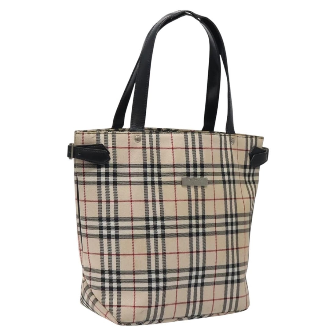 Burberry Blue Label Nova Check Beige Canvas Tote with Silver Accents (1 of 18)
