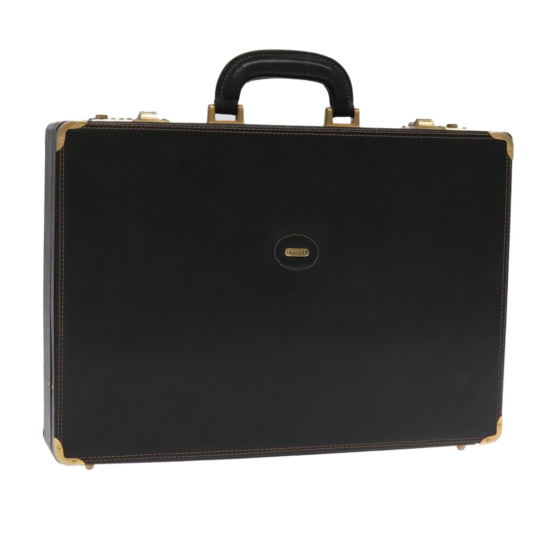BALLY Black Leather Attache Trunk Case Made in Italy: BALLY Black Leather Attache Trunk Case Made in Italy Black leather attache case trunk by Bally, made in Italy. This women's bag is offered as the item only, without the original box or dust bag. Condi