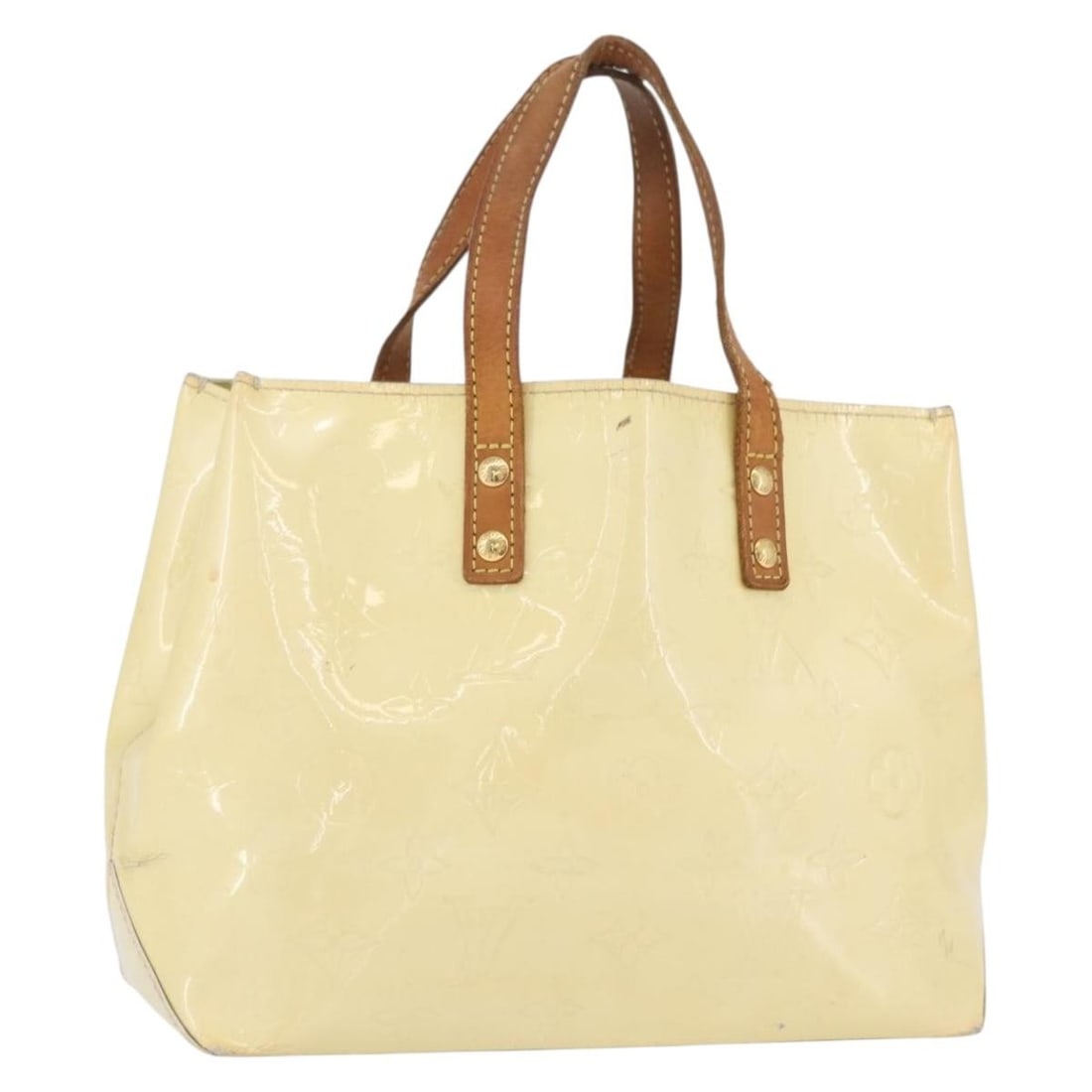 Louis Vuitton Reade PM Perle Patent Leather Monogram Small Tote Bag: Louis Vuitton Reade PM Perle Patent Leather Monogram Small Tote Bag This Louis Vuitton Monogram Vernis Reade PM handbag is crafted from Perle-colored patent leather and features a compact, structured 