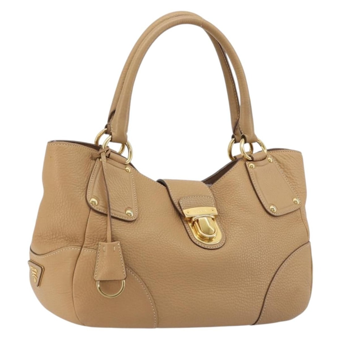 Prada BA13540A Brown Leather Handbag with Clochette Gold Tone (1 of 18)