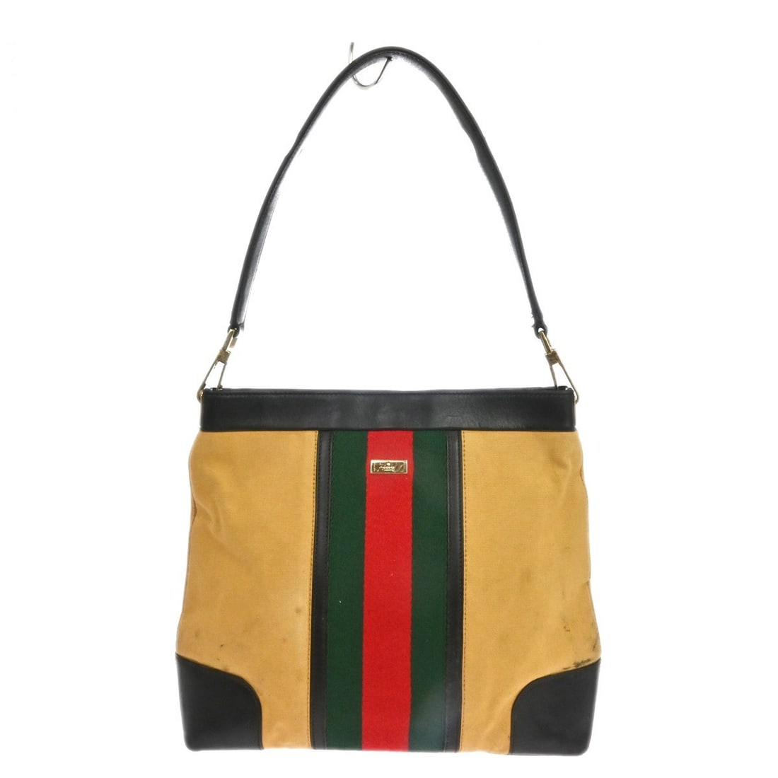 Gucci Sherry Beige GG Canvas Shoulder Bag Top Handle: Gucci Sherry Beige GG Canvas Shoulder Bag Top Handle Vintage Gucci Sherry handbag in beige GG canvas with leather trim and a top handle. This women's shoulder bag features a magnetic closure and one i