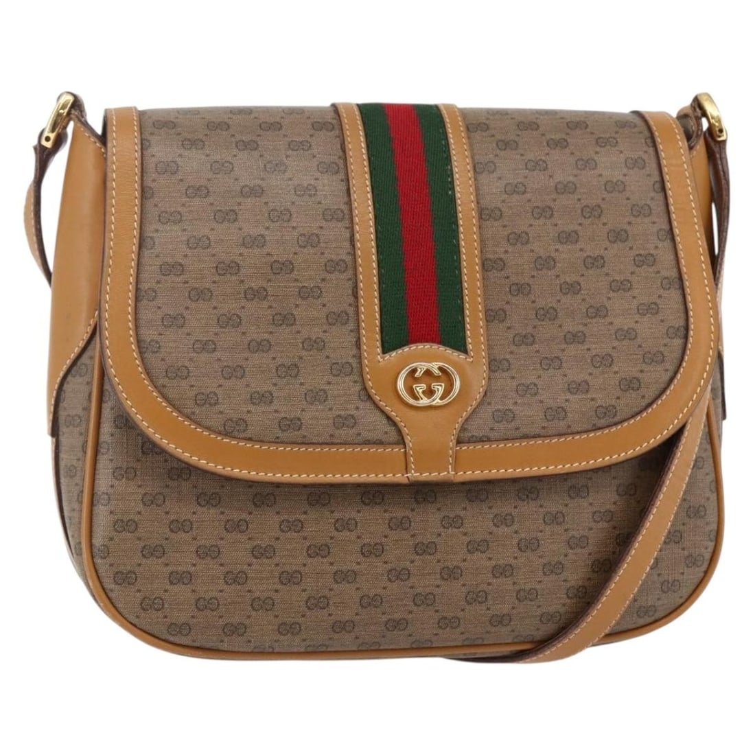 GUCCI Micro GG Supreme Sherry Line Shoulder Bag Beige PVC Auth BA7111 (1 of 18)