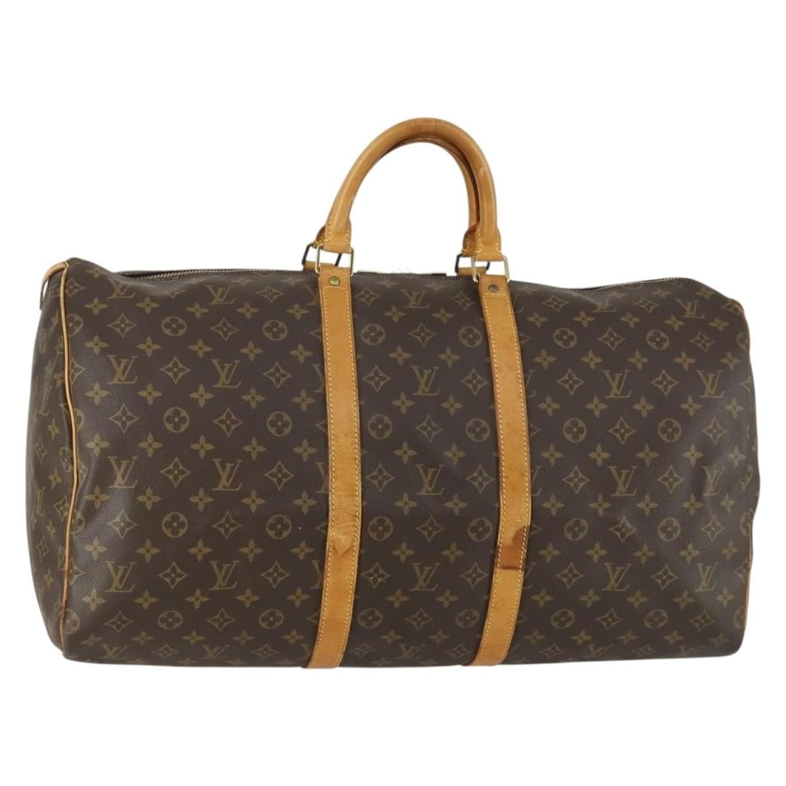 Louis Vuitton M41424 Keepall 55 Monogram Canvas Boston Bag: Louis Vuitton M41424 Keepall 55 Monogram Canvas Boston Bag Louis Vuitton Keepall 55 Boston Bag in Monogram Canvas, made in France. This women's bag features the classic Monogram exterior and measures 