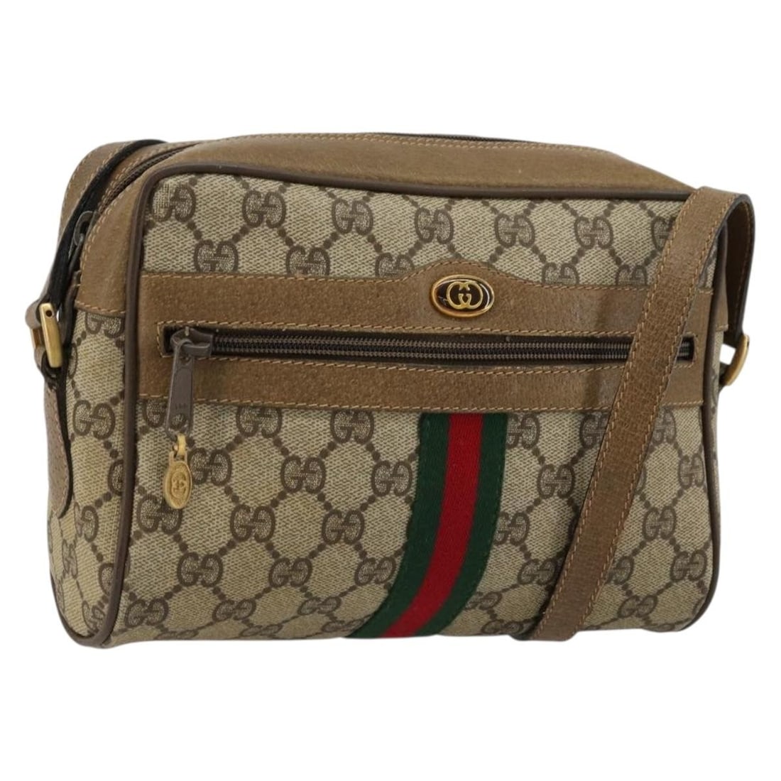 GUCCI Sherry Line GG Supreme Shoulder Bag Beige Red PVC Canvas: GUCCI Sherry Line GG Supreme Shoulder Bag Beige Red PVC Canvas A Gucci GG Supreme Web Sherry Line shoulder bag in beige and red, made from PVC leather and GG canvas. It was made in Italy and features 