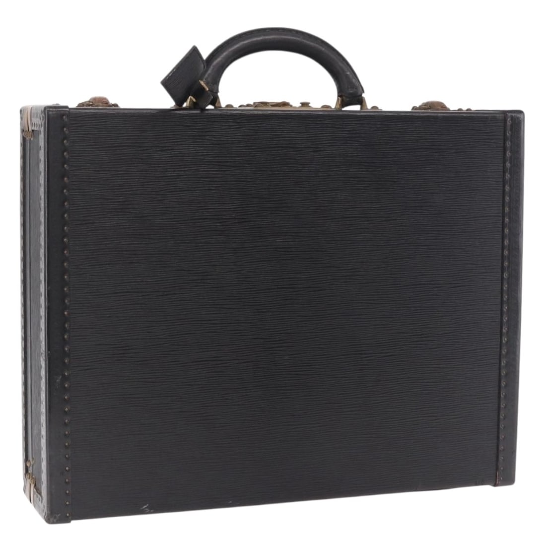 Louis Vuitton M54212 Epi Leather President Trunk Black France: Louis Vuitton M54212 Epi Leather President Trunk Black France Louis Vuitton Epi President Trunk in black Epi leather, made in France. This trunk-style piece includes two keys, a clochette, and a name 