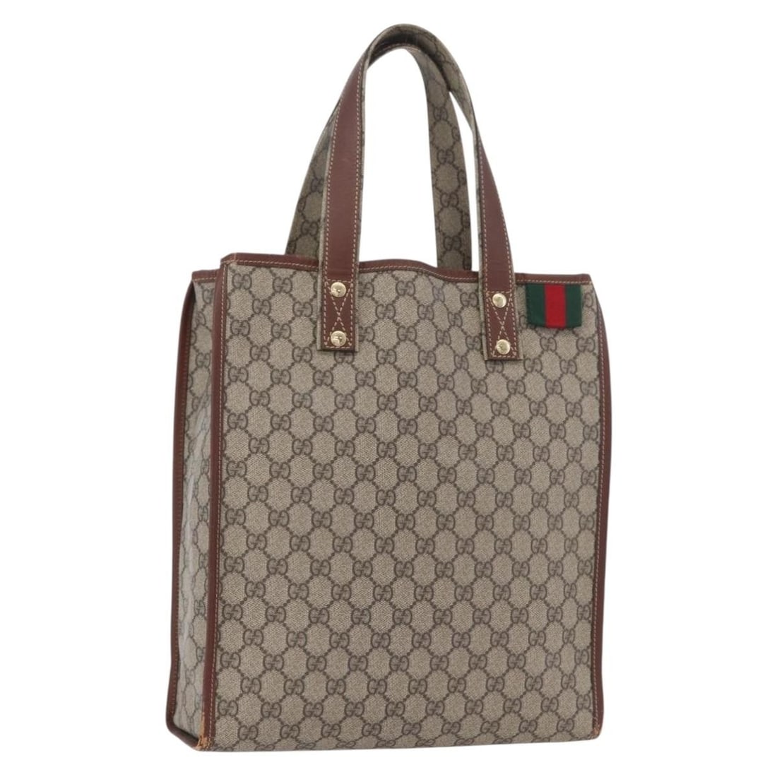 Gucci 211135 GG Supreme Sherry Web PVC Tote Bag Beige Gold: Gucci 211135 GG Supreme Sherry Web PVC Tote Bag Beige Gold A Gucci GG Supreme Web Sherry Line tote bag in beige and gold, made from PVC leather and GG canvas. It features a tote bag style with a handl