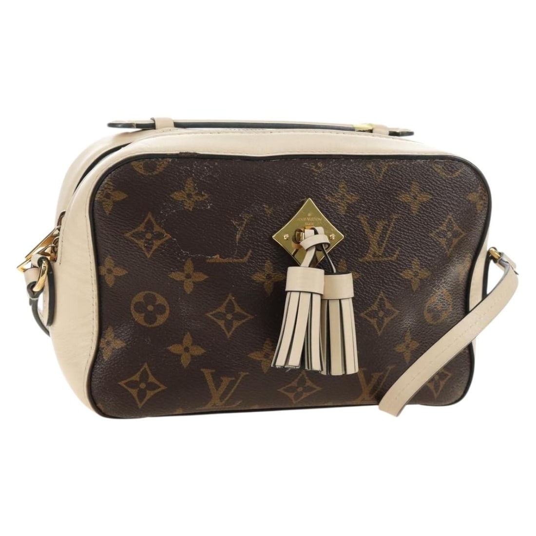 Louis Vuitton M43559 Saintonge White Monogram Canvas Shoulder Bag: Louis Vuitton M43559 Saintonge White Monogram Canvas Shoulder Bag Louis Vuitton Saintonge shoulder bag in White Monogram Canvas, made in Spain. This women's bag measures approximately 8.7 x 5.7 x 3.0 