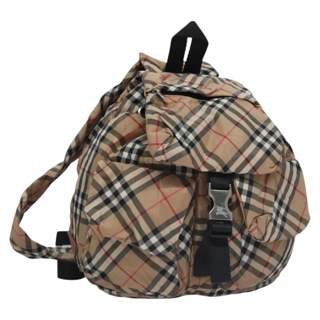 Burberry Nova Check Blue Label nylon backpack beige silver Japan: Burberry Nova Check Blue Label nylon backpack beige silver Japan This BURBERRY Nova Check Blue Label backpack is crafted from nylon in beige and silver tones. Designed for women, it features a compact