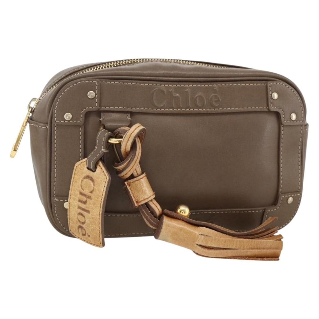 Chloe Leather Clutch Purse Brown with Gold Tone (1 of 18)