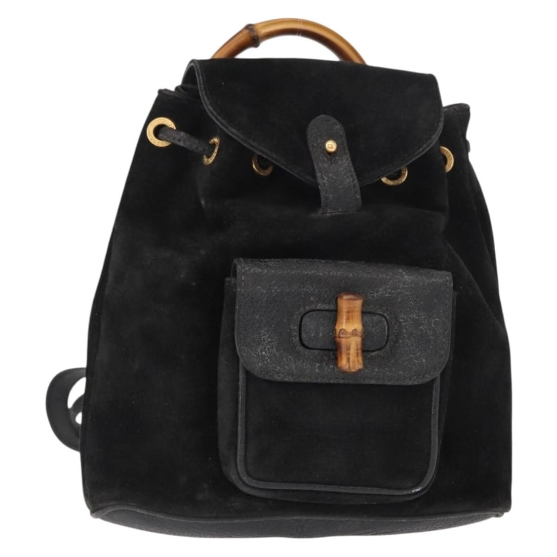 GUCCI Bamboo Leather Backpack Black Gold 003 2058 0030 Authentic: GUCCI Bamboo Leather Backpack Black Gold 003 2058 0030 Authentic This luxurious GUCCI Bamboo Backpack combines elegance and functionality, crafted from premium black leather with stunning gold accents