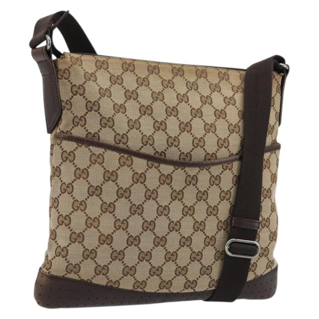 Gucci GG Canvas Beige Silver Shoulder Bag 145857: Gucci GG Canvas Beige Silver Shoulder Bag 145857 This Gucci GG Canvas shoulder bag features a beige and silver color scheme and is crafted from the brand's signature GG canvas material. Designed for w