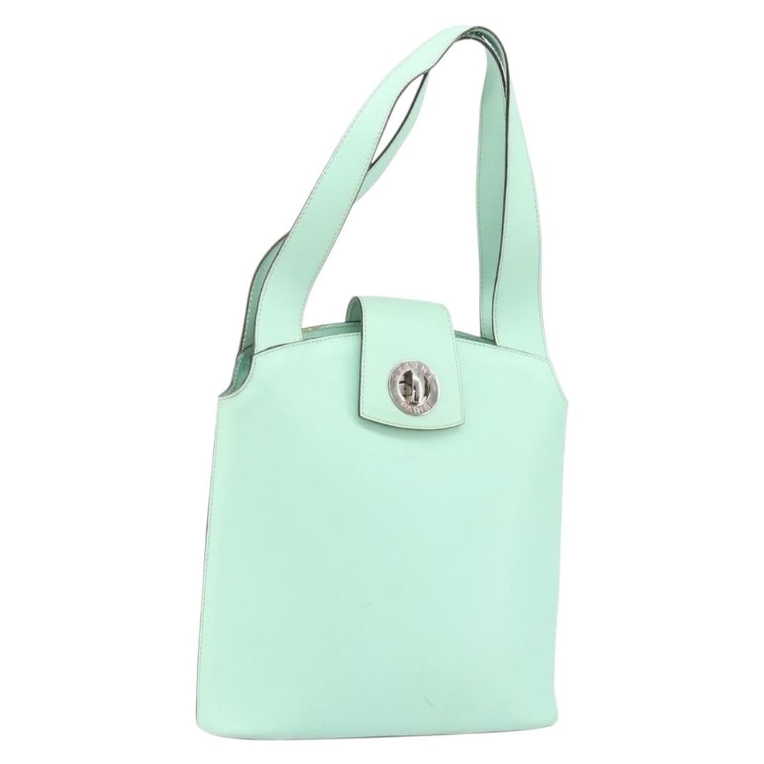 CELINE Green Leather Circle Handbag Italy Silver Tone: CELINE Green Leather Circle Handbag Italy Silver Tone This CELINE Circle handbag is crafted from green leather with silver-tone accents, offering a distinctive and stylish look. Designed for women, it