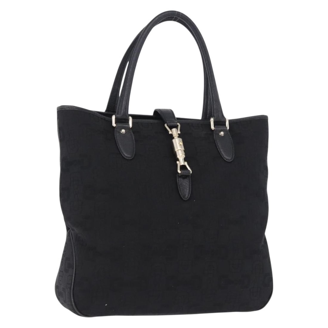 Gucci 145818 Jackie Canvas Handbag Black Gold Italy: Gucci 145818 Jackie Canvas Handbag Black Gold Italy Gucci Jackie handbag in black and gold canvas, made in Italy. This pre-owned piece is offered in heavily used condition with visible wear throughout