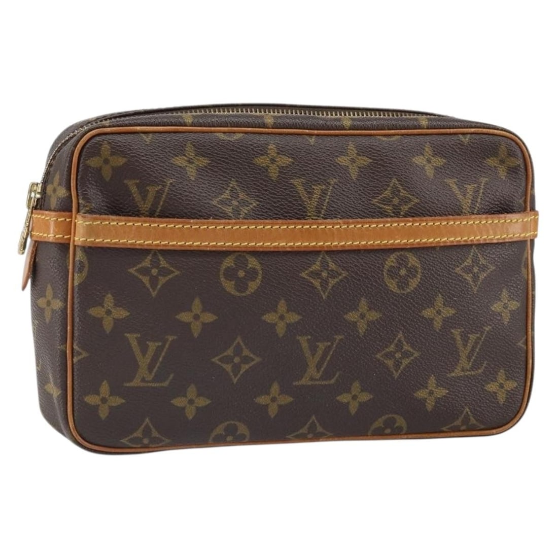 Louis Vuitton M51847 Compiegne 23 Monogram Canvas Clutch: Louis Vuitton M51847 Compiegne 23 Monogram Canvas Clutch Louis Vuitton Compiegne 23 clutch bag in Monogram canvas, made in France. This women's clutch is a heavily used piece with visible wear through