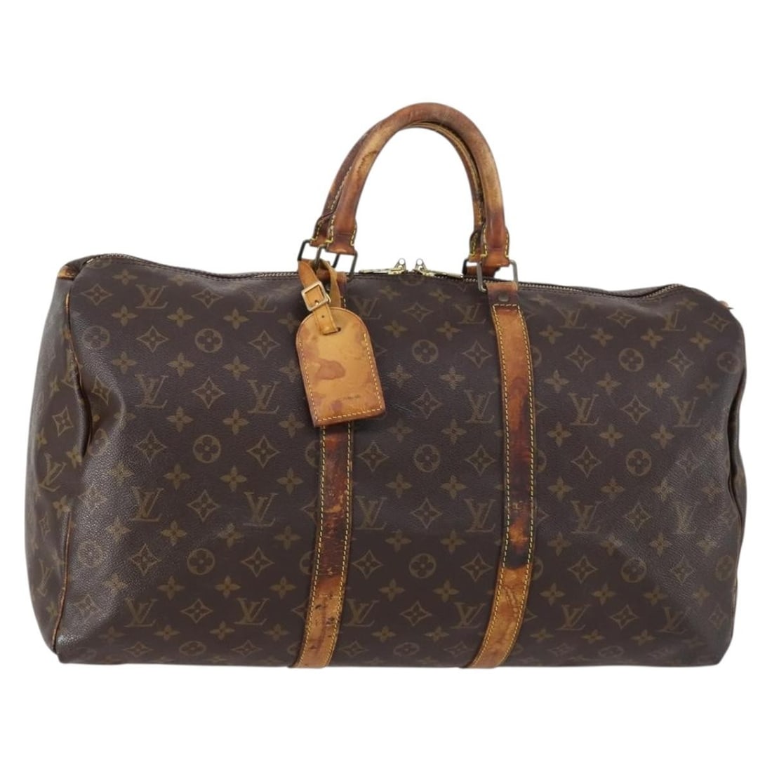 Louis Vuitton Keepall 50 Monogram Canvas Boston Bag M41426: Louis Vuitton Keepall 50 Monogram Canvas Boston Bag M41426 Louis Vuitton Monogram Keepall 50 Boston Bag in Monogram Canvas, made in France. The bag measures approximately W50 x H25 x D22 cm (W19.7 x H
