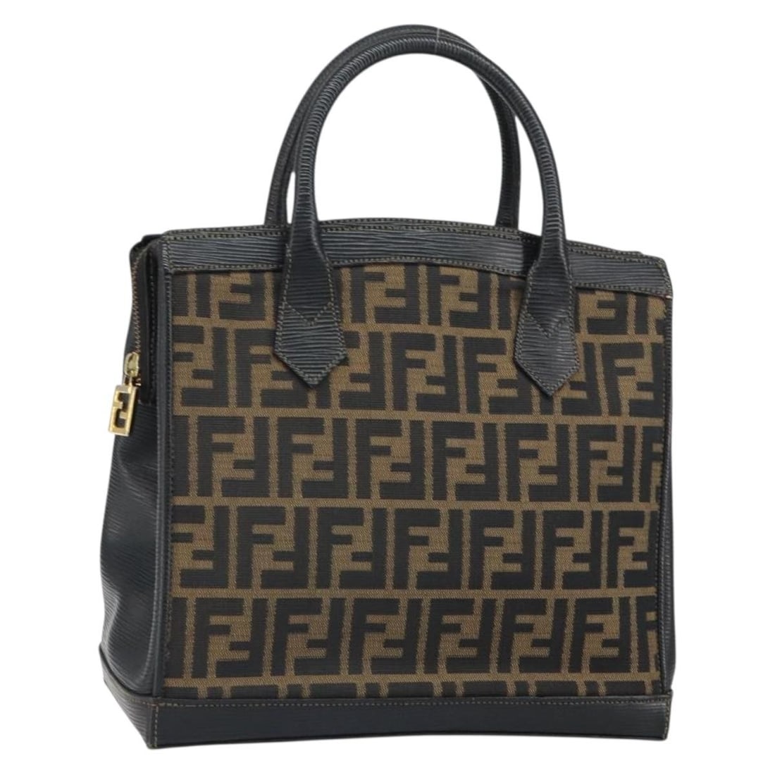 Fendi Zucca Canvas Handbag Black Brown Made in Italy: Fendi Zucca Canvas Handbag Black Brown Made in Italy Fendi Zucca canvas hand bag in black and brown, made in Italy. The bag features a handle drop of approximately 10 cm and comes with no item box or 
