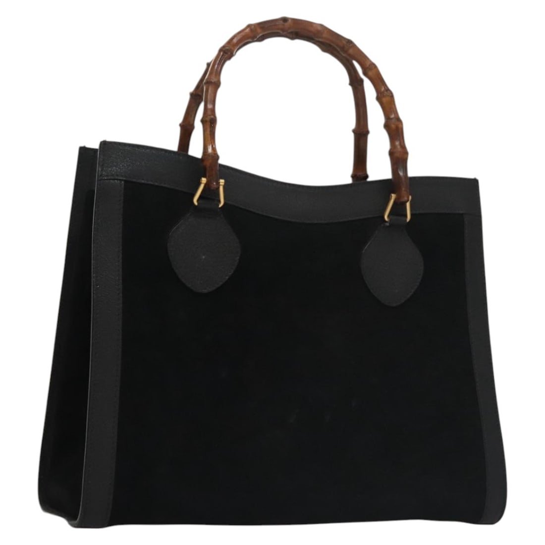 Black Suede Bamboo Handle Gucci Handbag For Women Italy: Black Suede Bamboo Handle Gucci Handbag For Women Italy This is a GUCCI Bamboo Hand Bag crafted from black suede leather. Designed for women, the bag features bamboo handles and showcases Italian craf