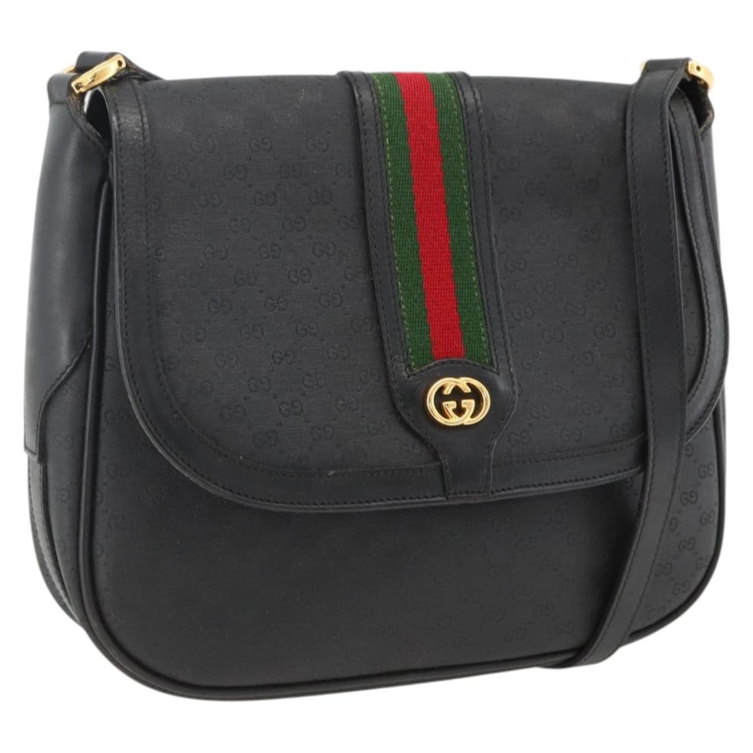 Gucci Sherry Web Micro GG Supreme PVC Shoulder Bag Black Gold: Gucci Sherry Web Micro GG Supreme PVC Shoulder Bag Black Gold A Gucci Micro GG Supreme Web Sherry Line shoulder bag in black with gold-tone accents. It is made from PVC leather and Micro Small GG canv