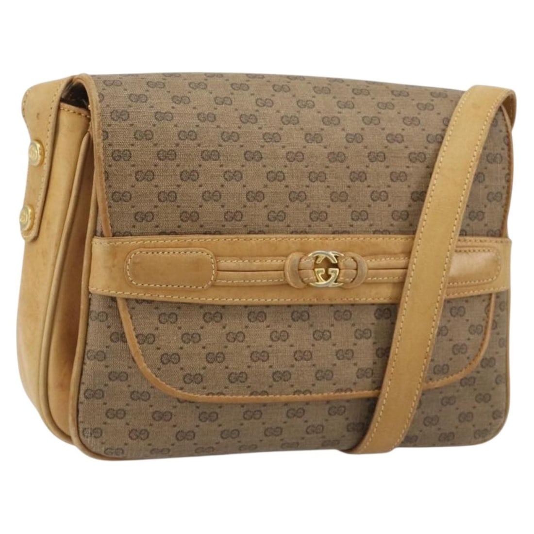 GUCCI Micro GG Supreme PVC Leather Shoulder Bag Beige Gold: GUCCI Micro GG Supreme PVC Leather Shoulder Bag Beige Gold This Gucci shoulder bag is crafted in PVC leather with Micro Small GG canvas in a beige and gold colorway. Made in Italy, it features a shoul